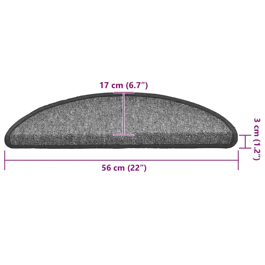 Tappetini per scale 20 pz | Gradini per Scale 56x17x3 cm Grigio scuro Semicircolari