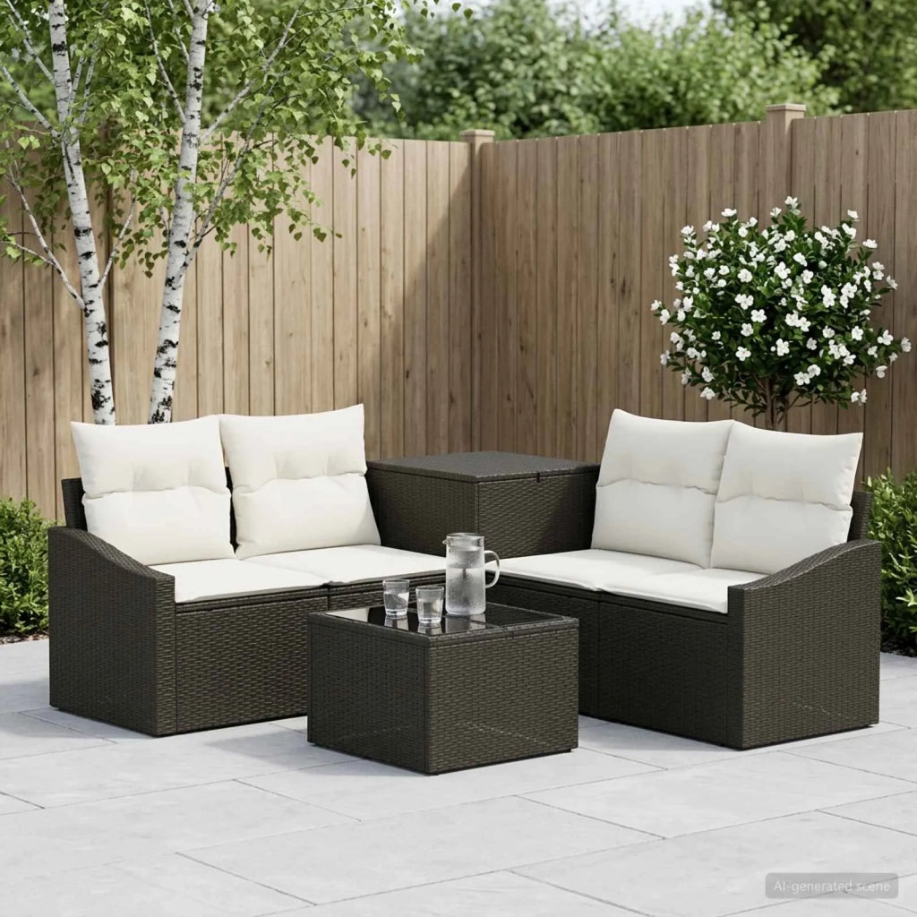 Set di divani 6 pz Nero e Bianco Crema 3447281