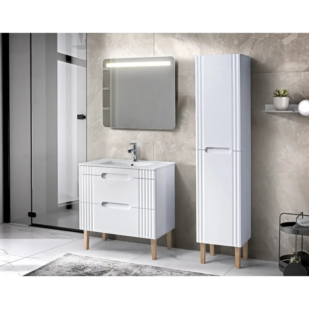 Lavabo da incasso AXIS 120 cm in ceramica bianca lucida