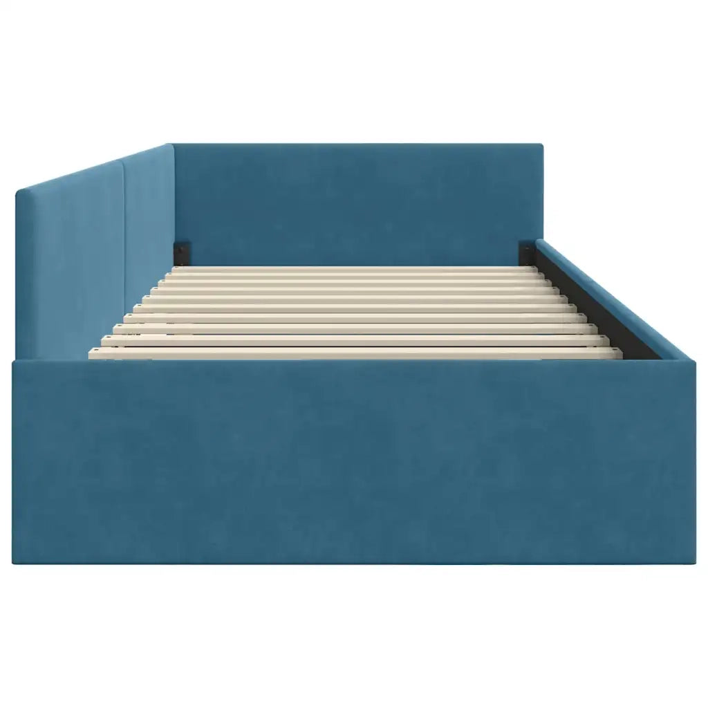 Cornice del letto ad angolo Blu 100 cm x 200 cm Velluto 42016090