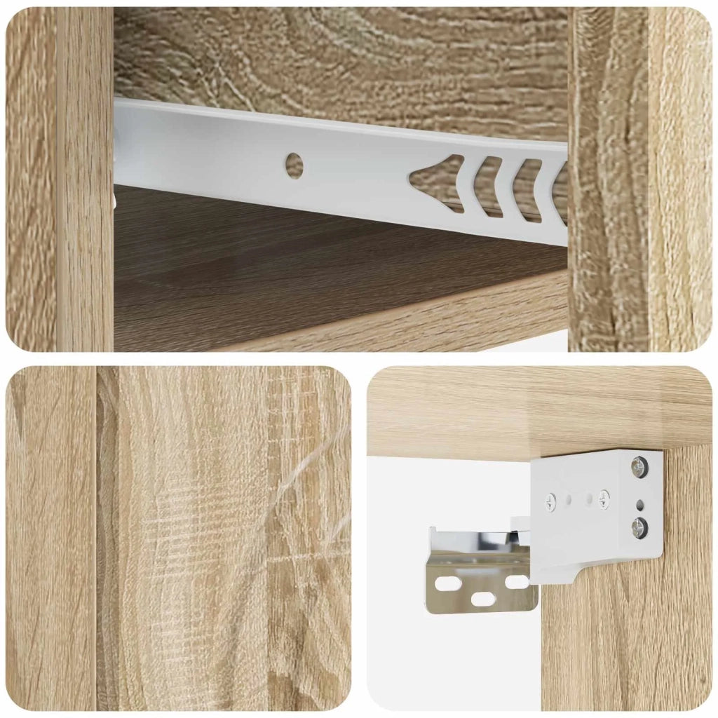 Set di 2 Comodini | Armadio da Notte | Mobiletto da notte a muro Rovere Sonoma 33 x 34,5 x 20 cm