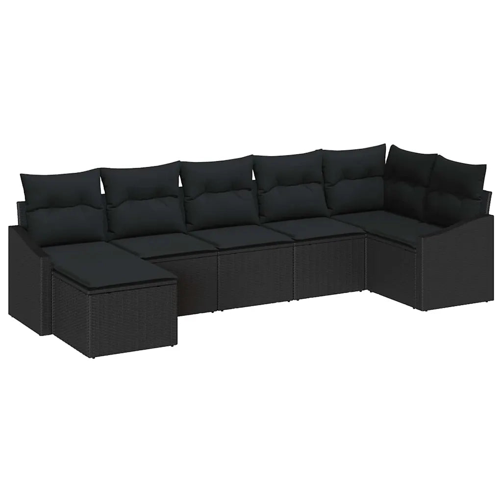 Set di divani con cuscino 7 pcs Nero polyrattan 3346813