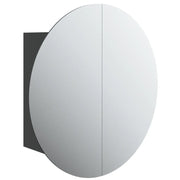 Armadio da Bagno | Mobile da Bagno con Specchio Rotondo e LED Nero 47x47x17,5 cm