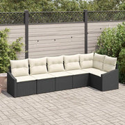 Set Divano da Giardino 6 pcs Nero e Bianco polyrattan