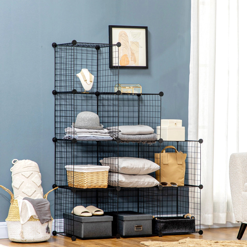Libreria a Cubi 9 Scomparti ¨C Xylo ¨C Metallo e PP Nero 35x35x35 cm