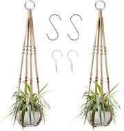 Set di 2 pendii per piante - Pendio macramé con 4 ganci (90 cm) - Utilizzabile all'interno e all'esterno