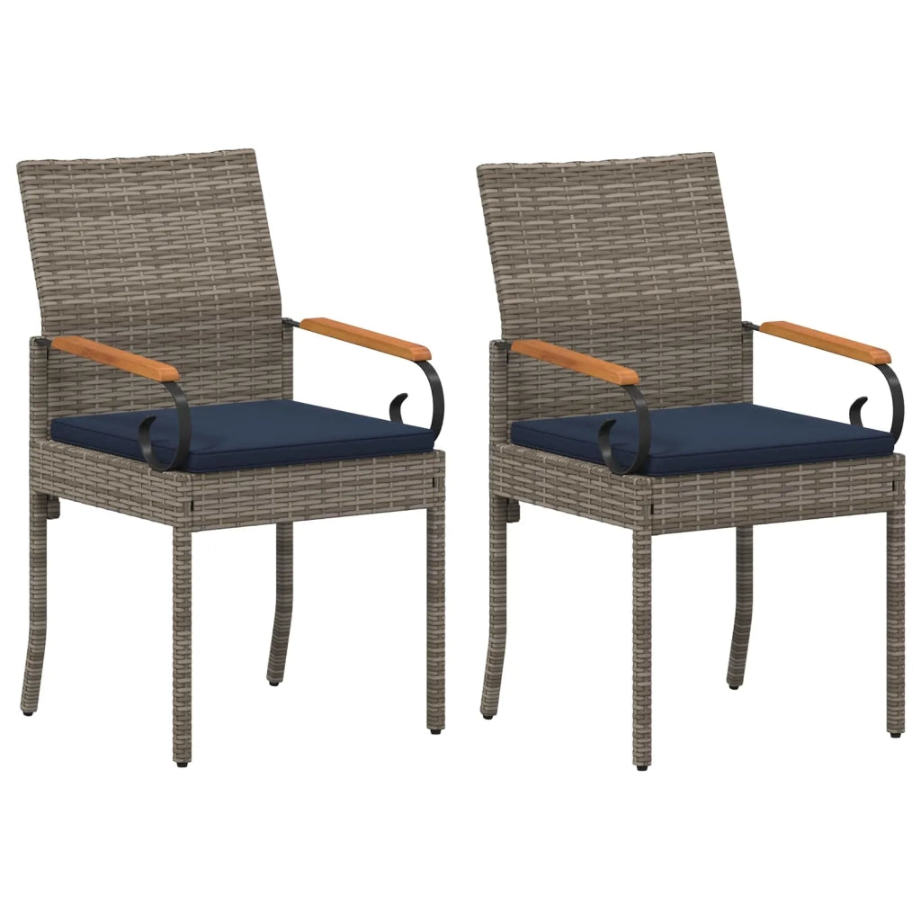Sedie da giardino 2 pz | Sedie da Esterno Grigio e Blu Navy Polyrattan e acacia
