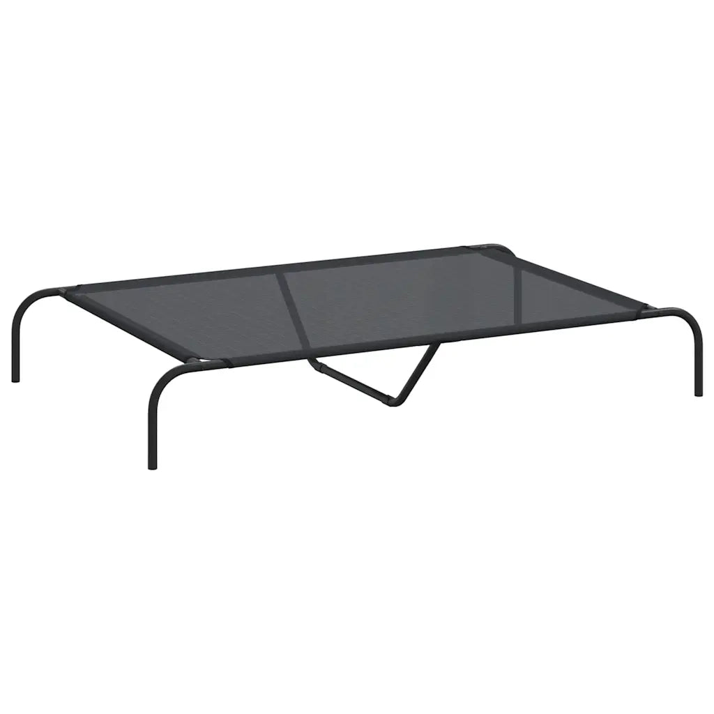 Cuccia per Cani Rialzata Nera 130x80x20 cm Textilene e Acciaio