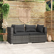 Divano a 2 Posti con Cuscini in Polyrattan Grigio 317509
