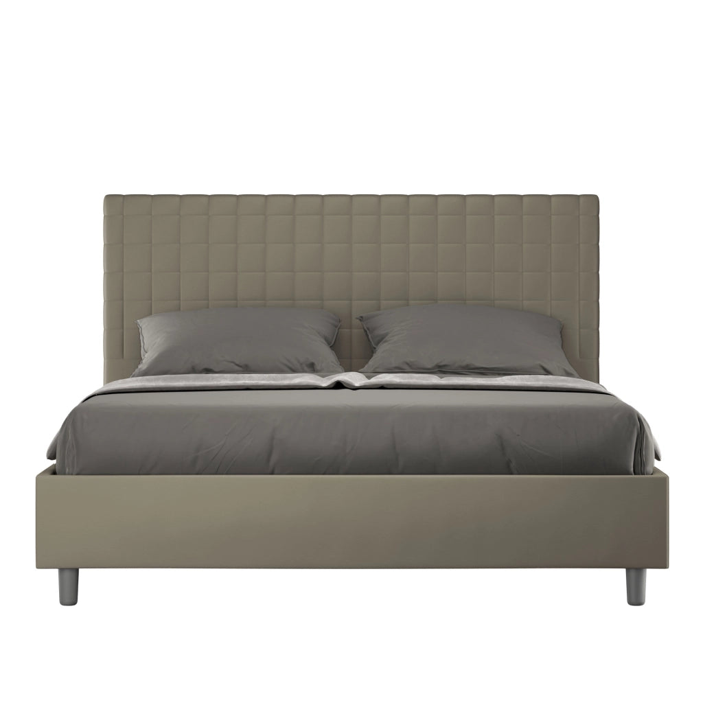 BS COM Letto matrimoniale senza rete imbottito 160x190 similpelle cappuccino