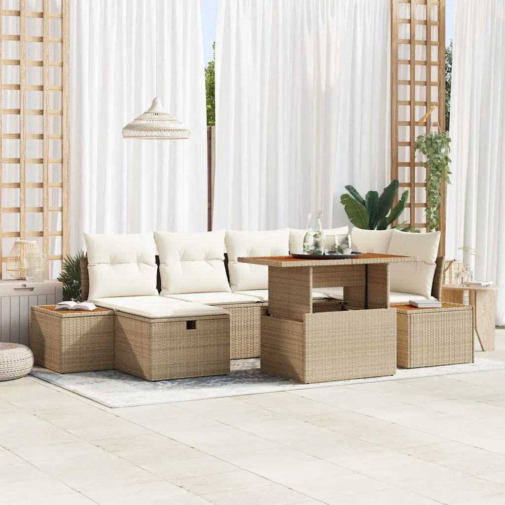 Set Divano da Giardino 7 pcs Beige polyrattan 3361413