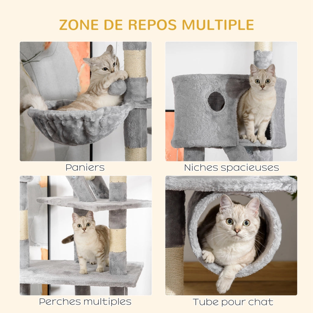 Arbre ¨¤ chat regolabile in altezza ¨C Minimal ¨C grigio chiaro 240-260 cm