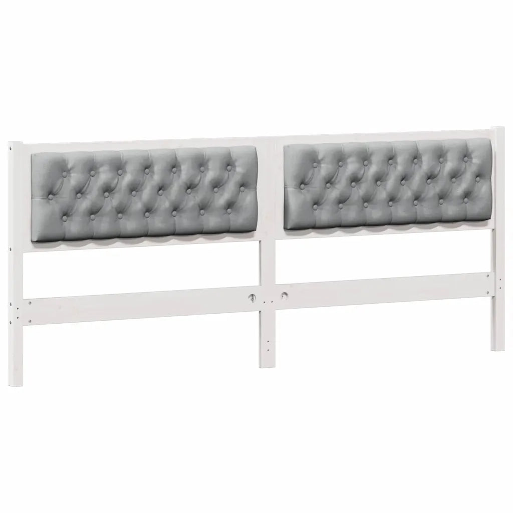 Testiera-Testiera con Cuscini Bianco e grigio chiaro 200 cm Legno di pino massello