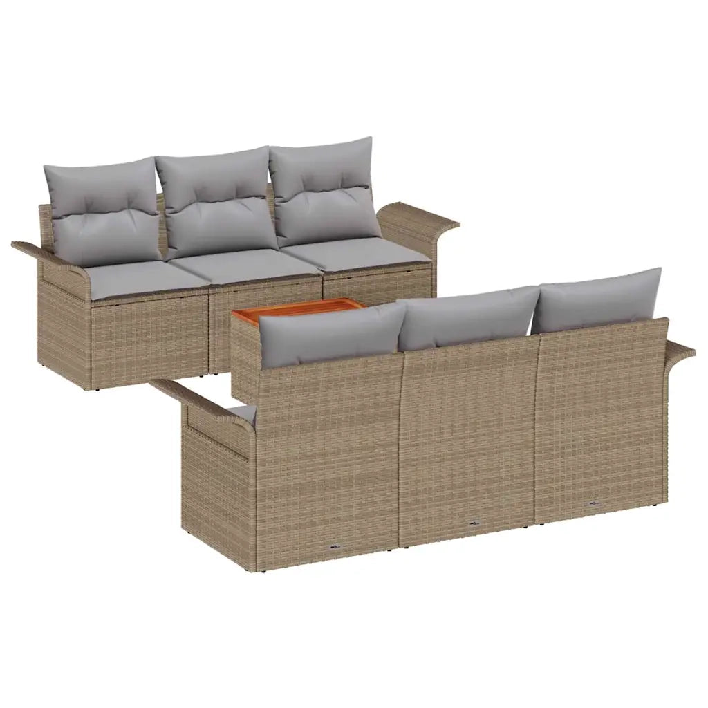 Set Divano da Giardino con cuscino 7 pcs Beige polyrattan 3347273