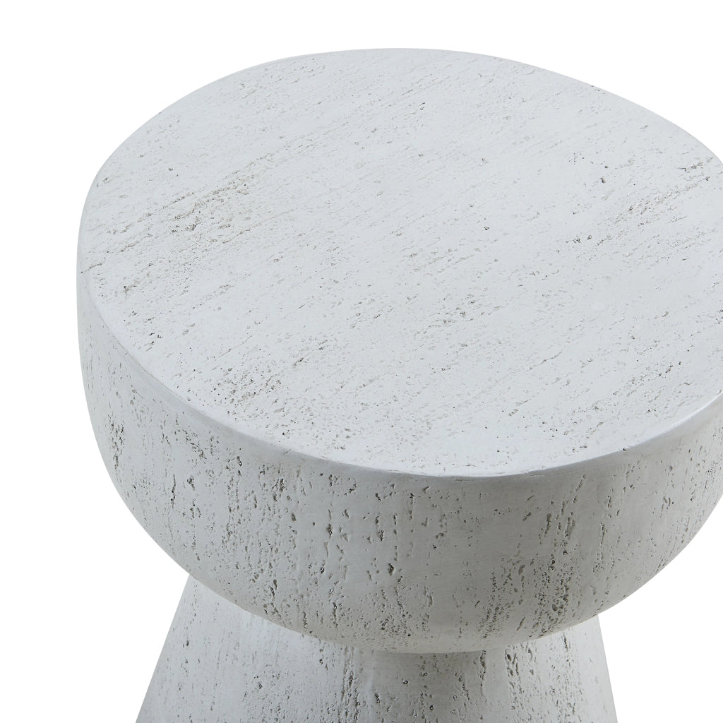 Tavolino Rotondo Oulvepijanse in Calcestruzzo Leggero Design Torre 51xØ40 cm Bianco [en.casa]