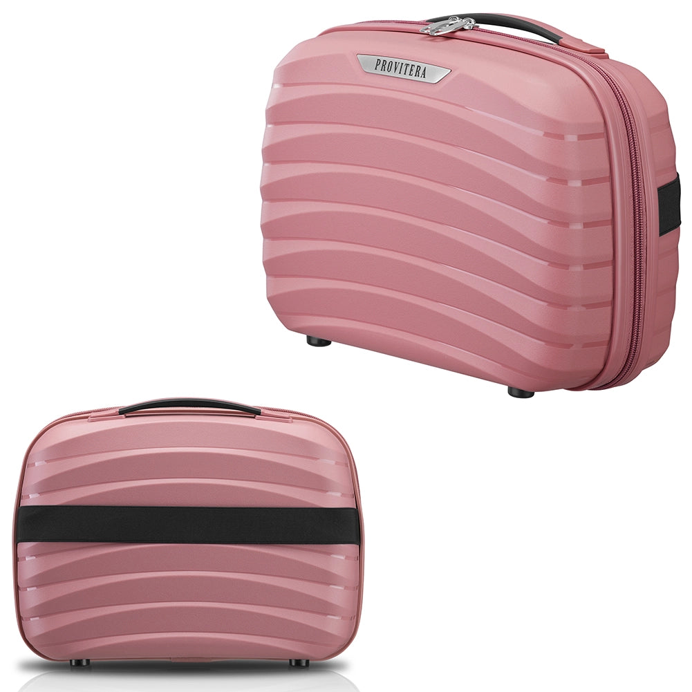 Set 4 Valigie Rigide Rosa in Polipropilene Resistente agli Urti Beauty Case