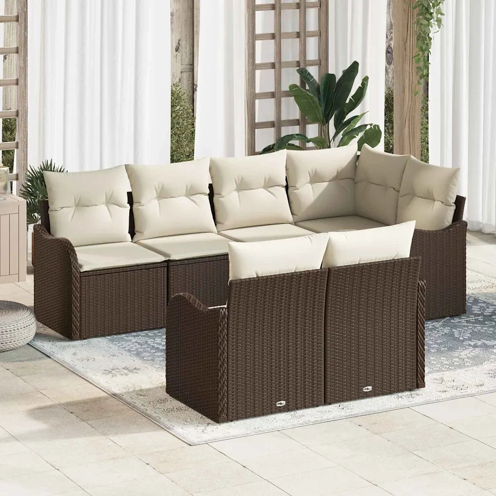 Set Divano da Giardino Marrone polyrattan