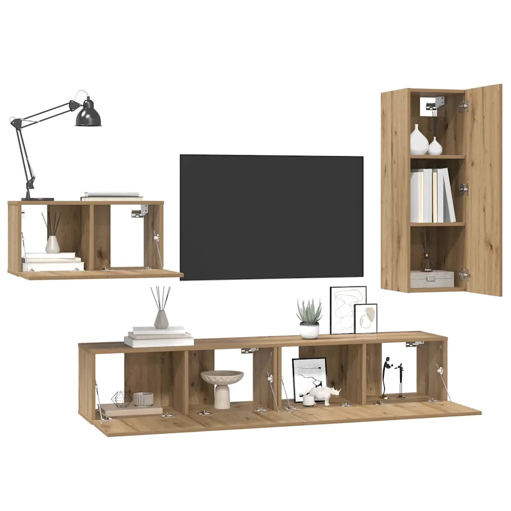 Set mobile TV 4 pcs Rovere artigianale Legno multistrato