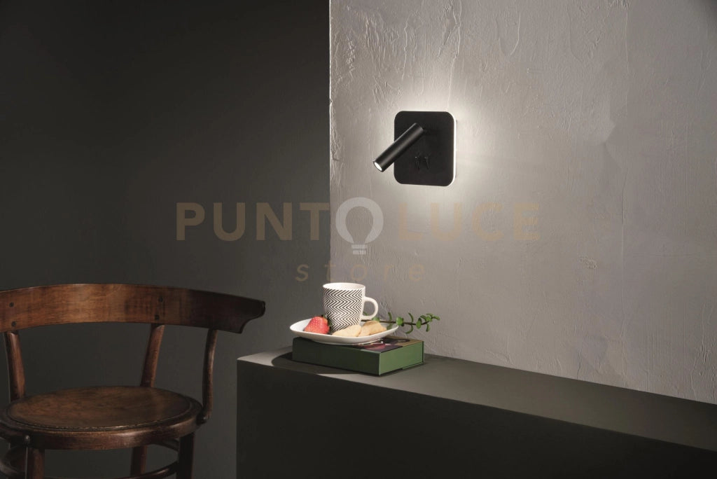 APPLIQUE SELLA QUADRATO NERO LED 3000K 730LM 9W ORIENTABILE