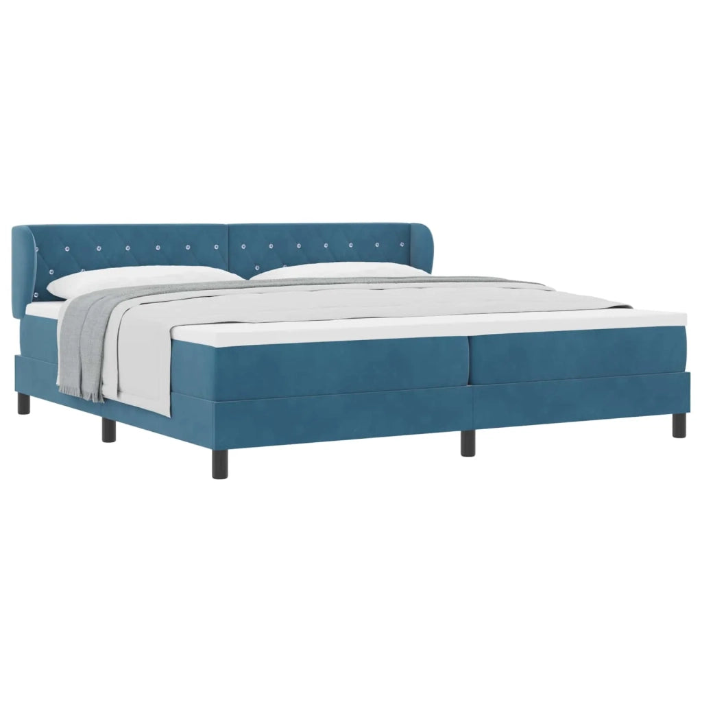 Letto a molle con materasso Blu scuro 200 x 200 cm Velluto 3340356