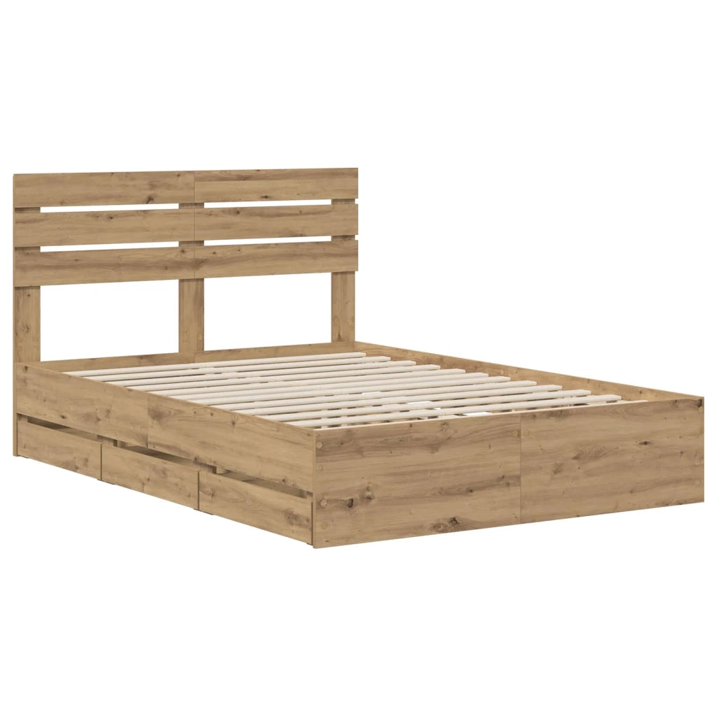 Bed Frame with Storage and Headboard Artisan Oak 120 x 200 cm 3445805