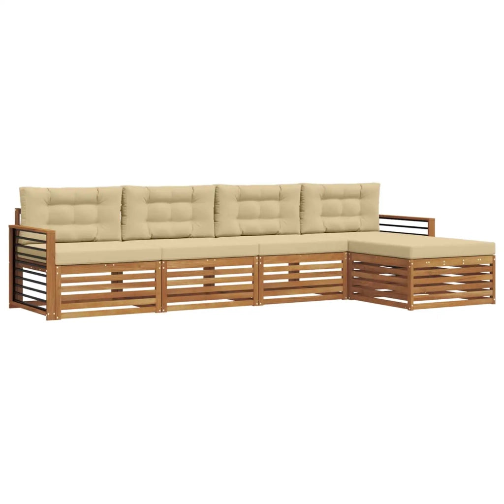 Set di divani da esterno con cuscino 5 pcs Naturale e Beige 3373313