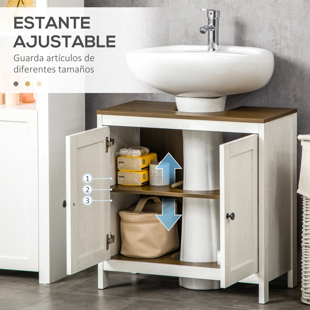 Mobile sottolavabo con 2 ante e ripiano regolabile ¨C Xylo ¨C Bianco 60x30x60 cm