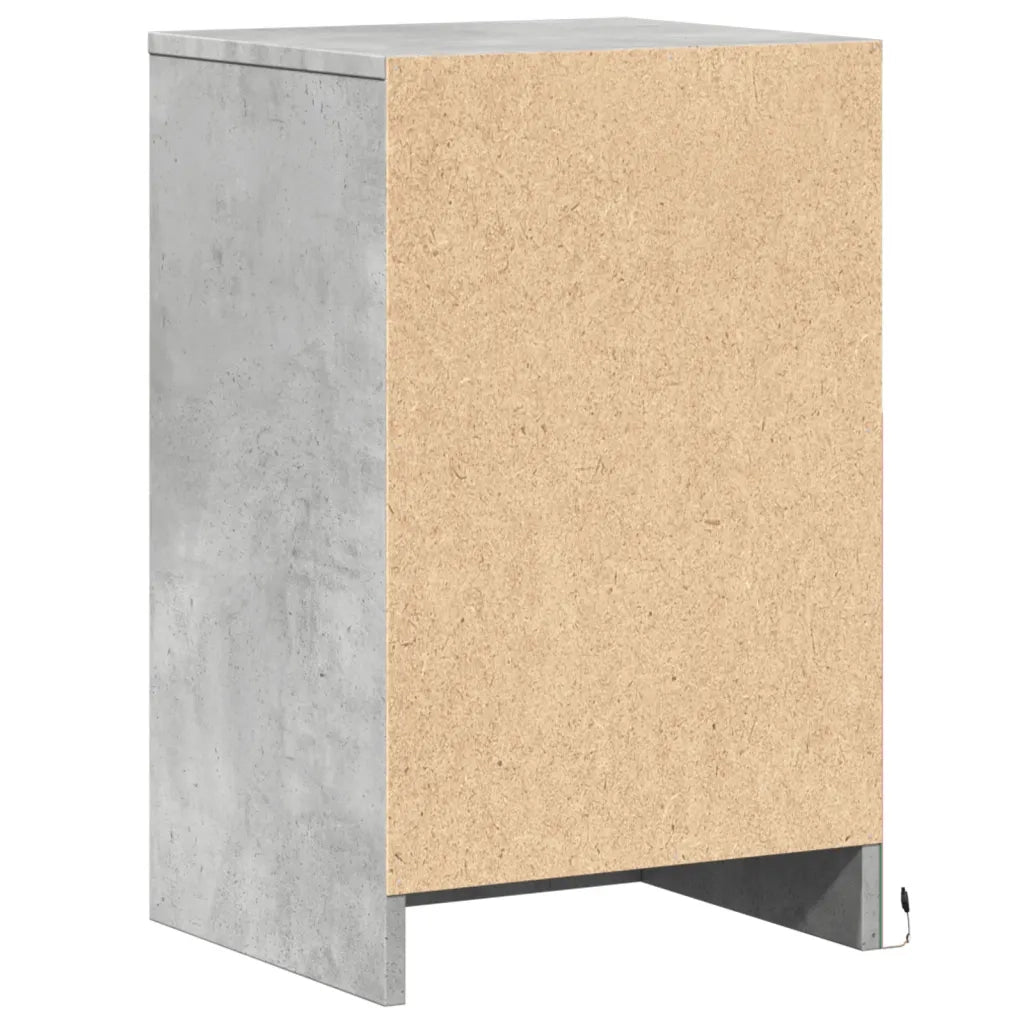 Comodino con Luci LED Grigio Cemento in Legno Multistrato 852015