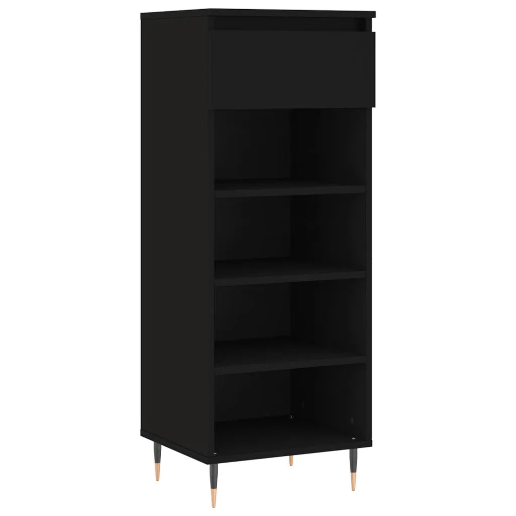 Scarpiera | Mobile per scarpe Nera 40x36x105 cm in Legno Multistrato