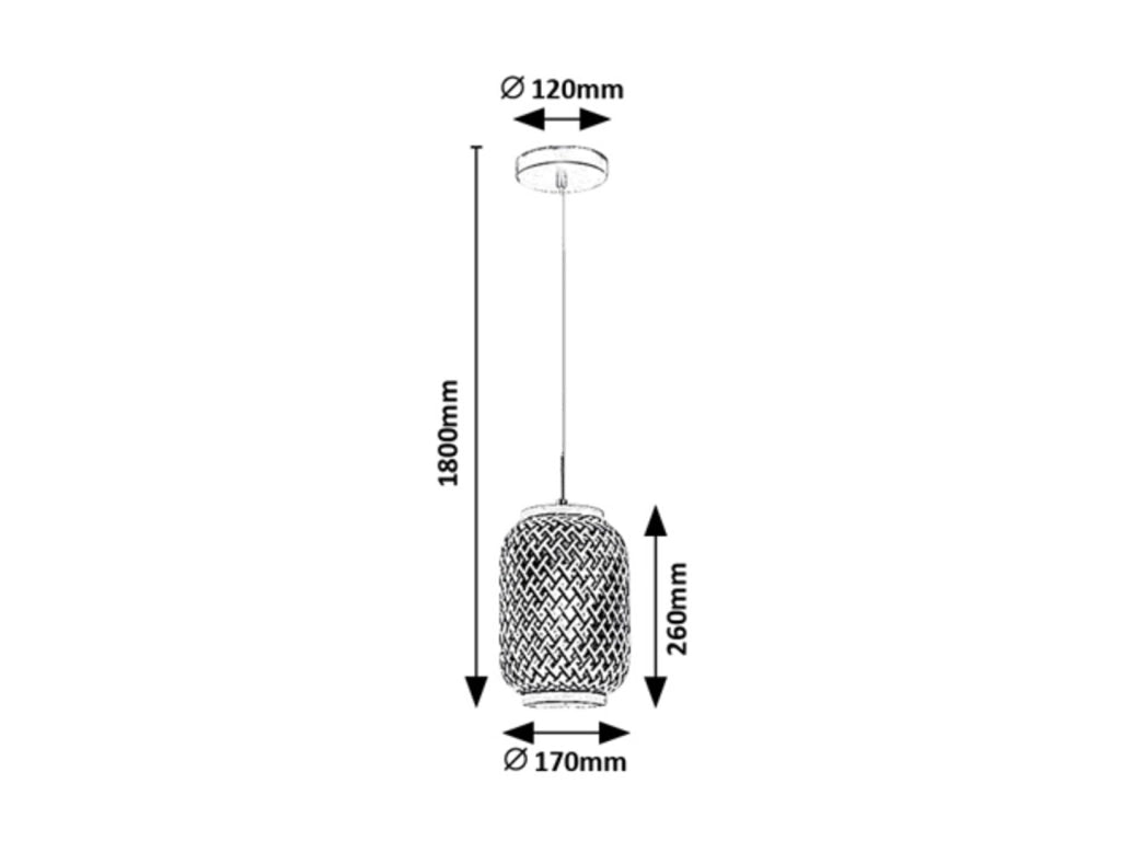 Sospensione Rabalux Adalla E27 1 luce nero opaco rattan