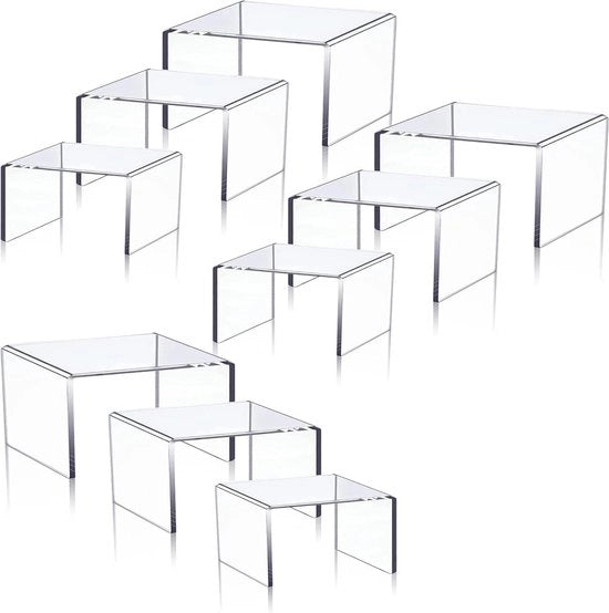 Display riser in acrilato trasparente per cupcake e dolci - Set da 9 pezzi
