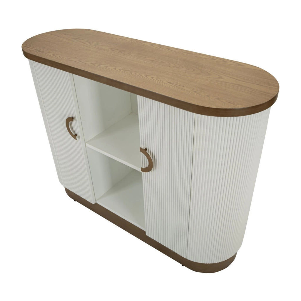 Mobile Tolosa in MDF, frassino e ferro bianco e oro 121x41x90 cm