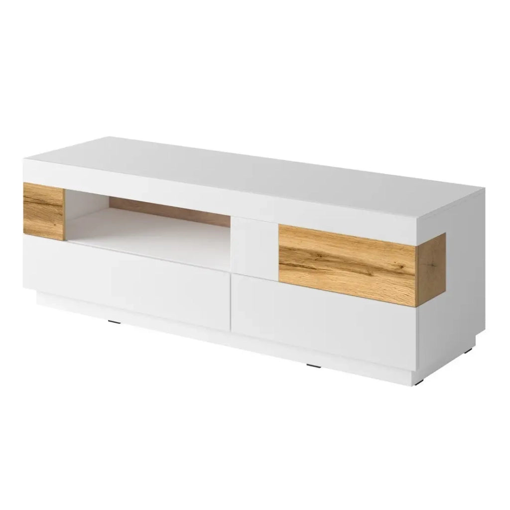 Mobile TV 160cm collezione KILES. Colori bianco e rovere. Stile design.