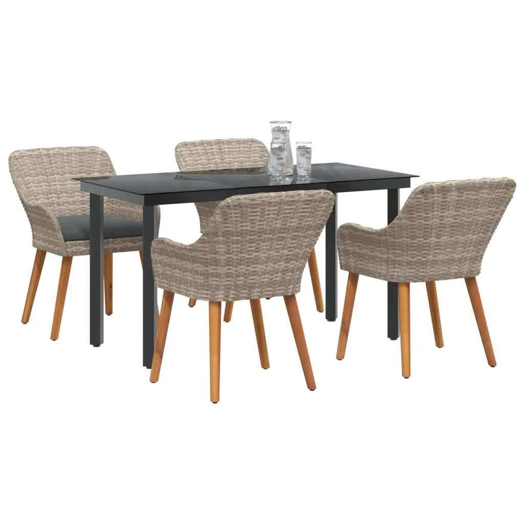 Set da Pranzo per Giardino 5 pcs Grigio chiaro polyrattan