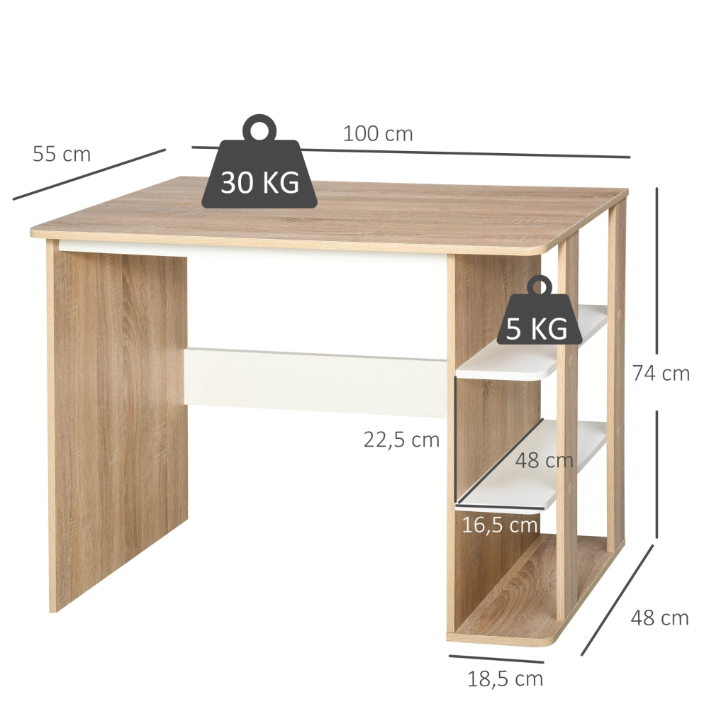 Scrivania con Libreria 3 Ripiani ¨C Xylo ¨C Legno Bianco 100x55x74 cm
