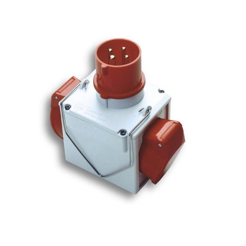Fanton 73111 Adattatore industriale doppio CEE 3P+T 16A 380-400V IP44 colore Rosso-bianco