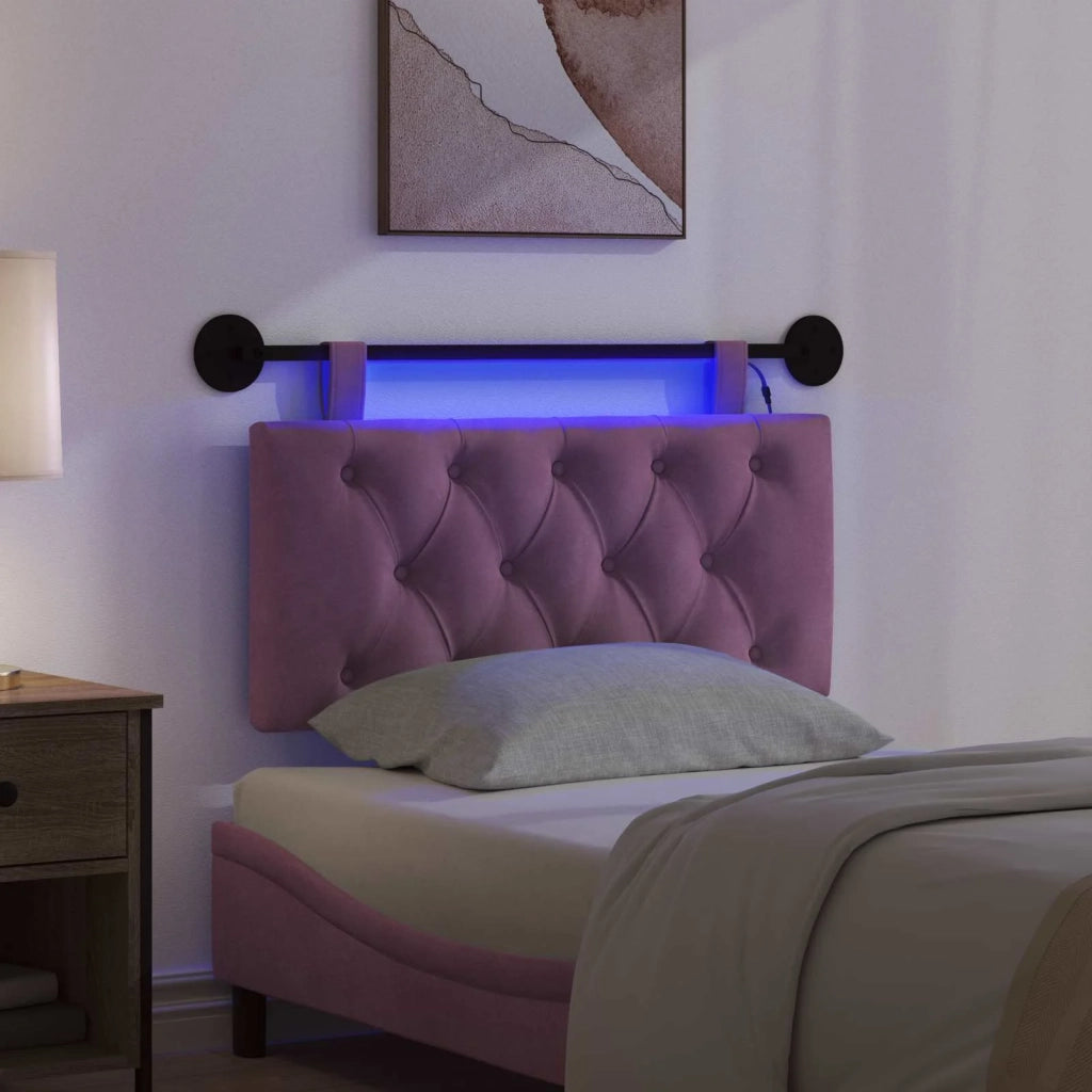 Testiera | Testata sospesa Con luce LED Viola Velluto