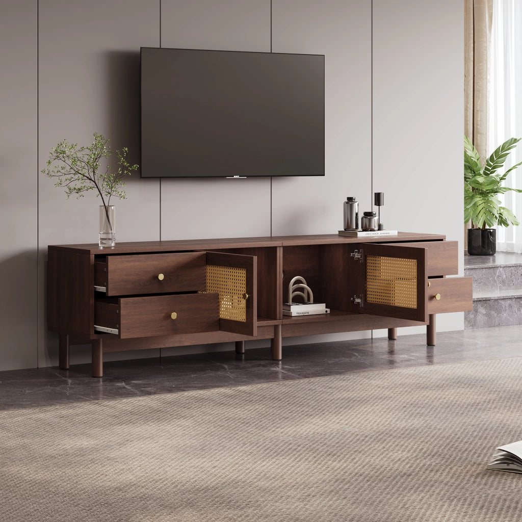 Cassettiera TV marrone in truciolato lunga 180 cm
