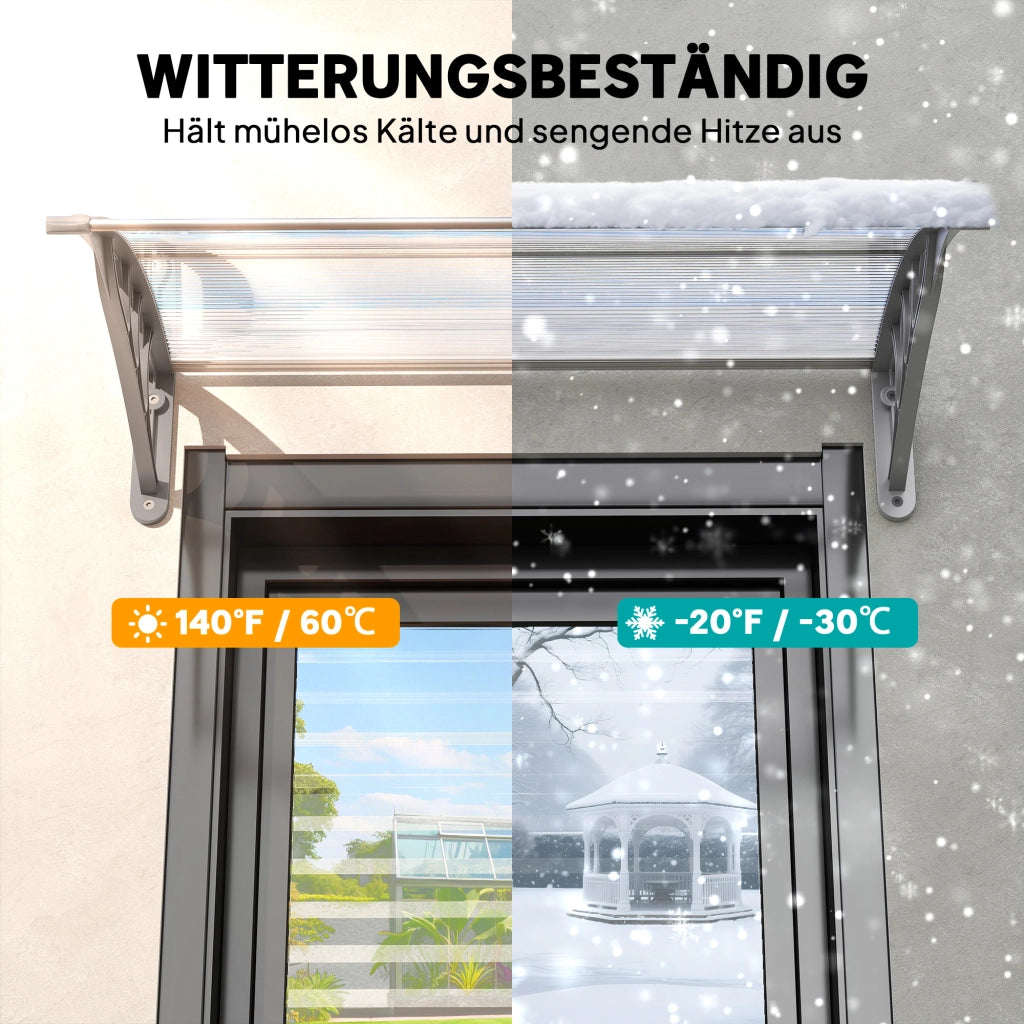 Tettoia Ingresso 100x75x23 cm ¨C Xylo ¨C Metallo Argento Protezione Porta Finestra