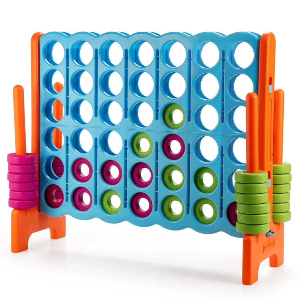 Gioco gigante Forza Quattro per interni ed esterni 120 x 42 x 104 cm leggero e portatile spirito di squadra plastica blu e arancione 20_0021013