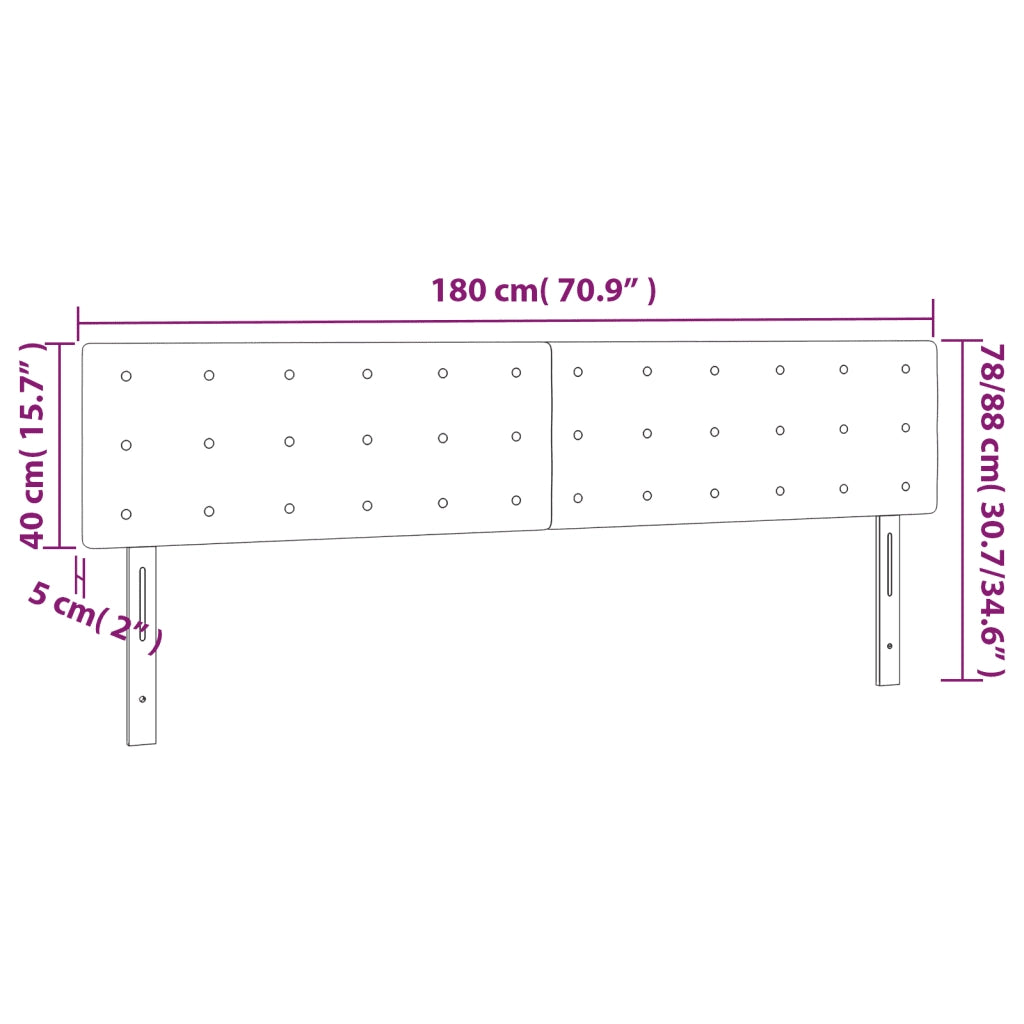 Testiera a LED Nera 180x5x78/88 cm in Velluto 3122108