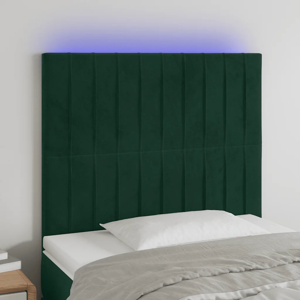 Testiera | Testata a LED Verde Scuro 100x5x118/128cm in Velluto