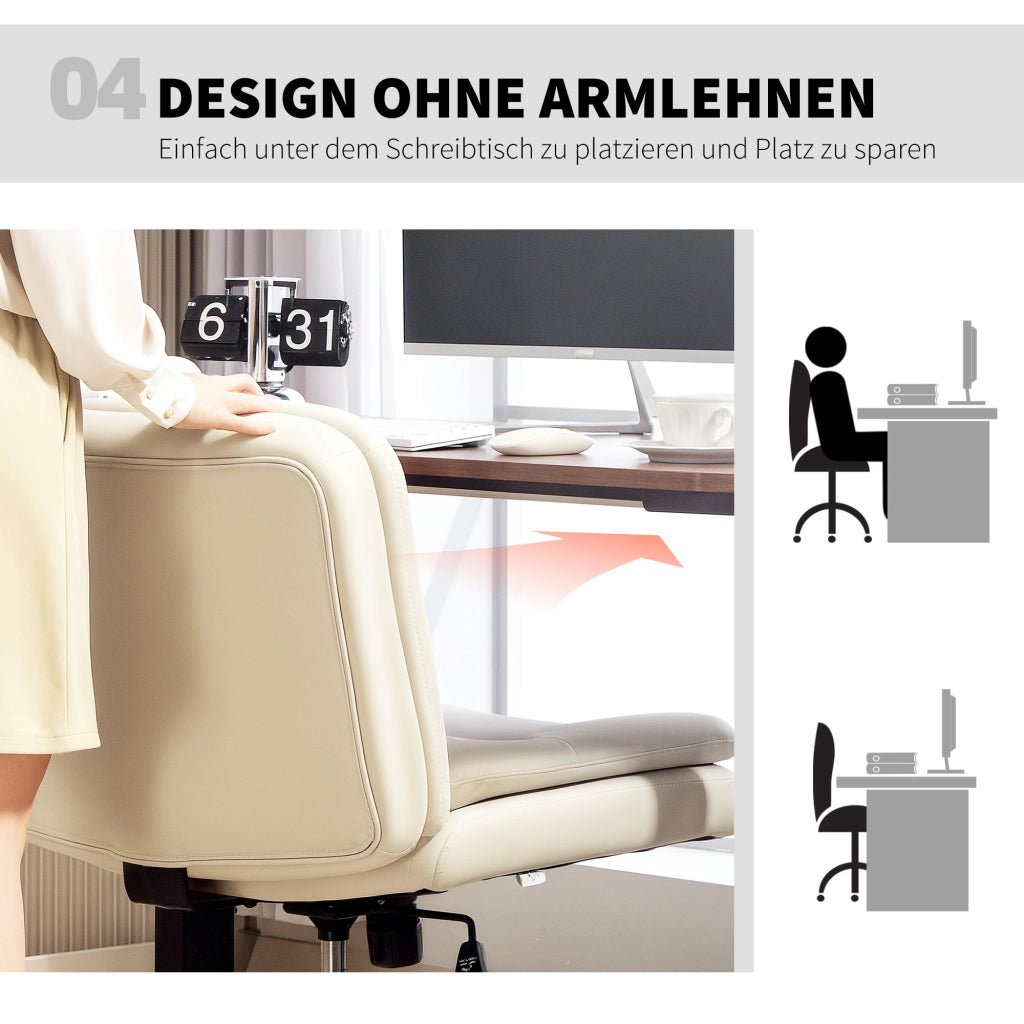 Sedia da ufficio ¨C zephmum ¨C senza braccioli, similpelle, beige