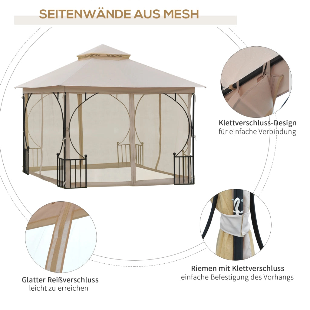 Gazebo da giardino ¨C Minimal ¨C beige e nero 295x295x275 cm