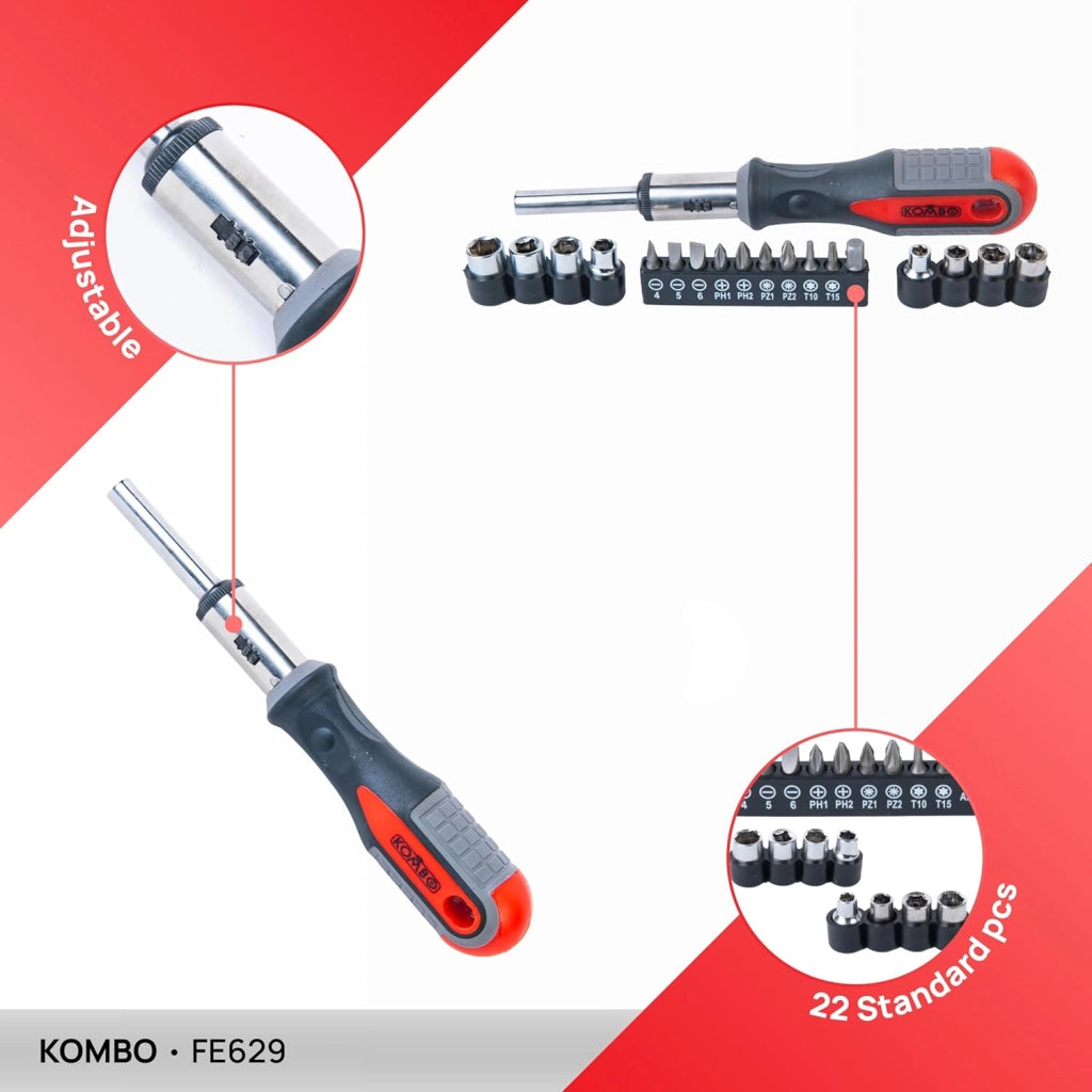 Giravite a Cricchetto con Set 22 Punte Standard Phillips