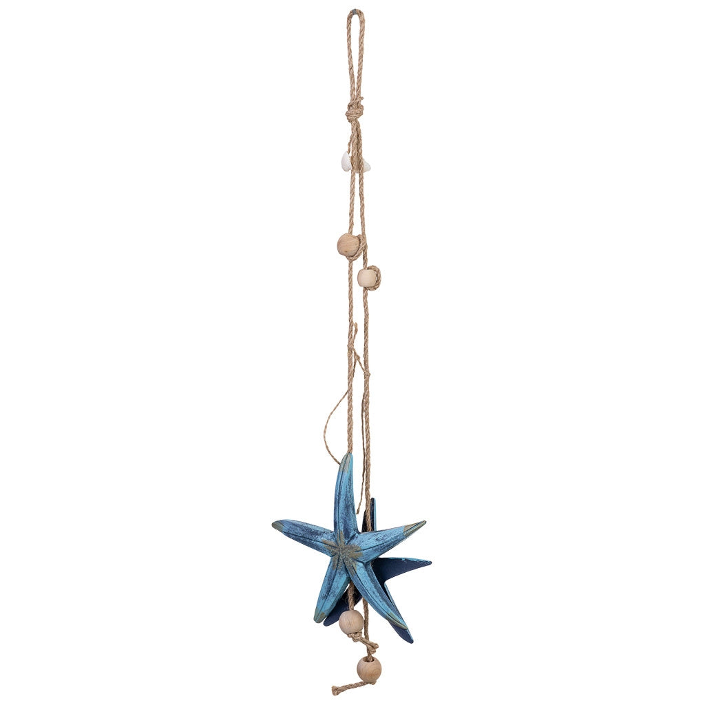 Campanello a vento in legno blu, 17x3x63h cm