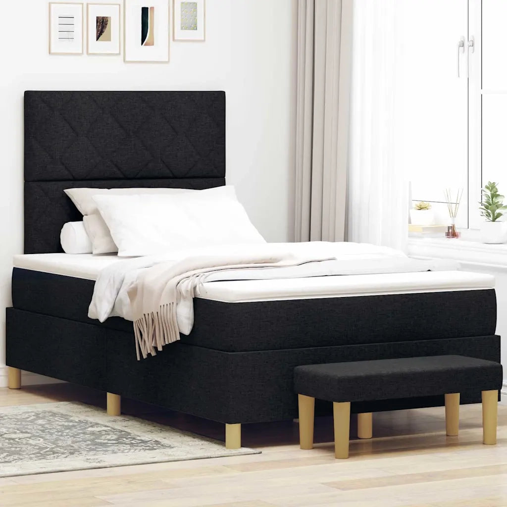 Letto a molle con materasso Nero 120 x 200 cm Tessuto