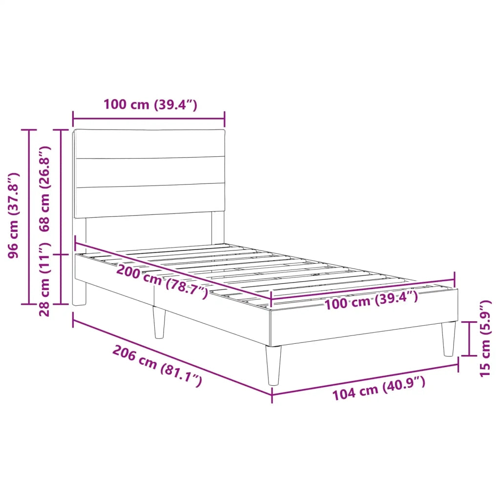 Struttura del letto-Giroletto Grigio Chiaro 100 x 200 cm Tessuto 264425