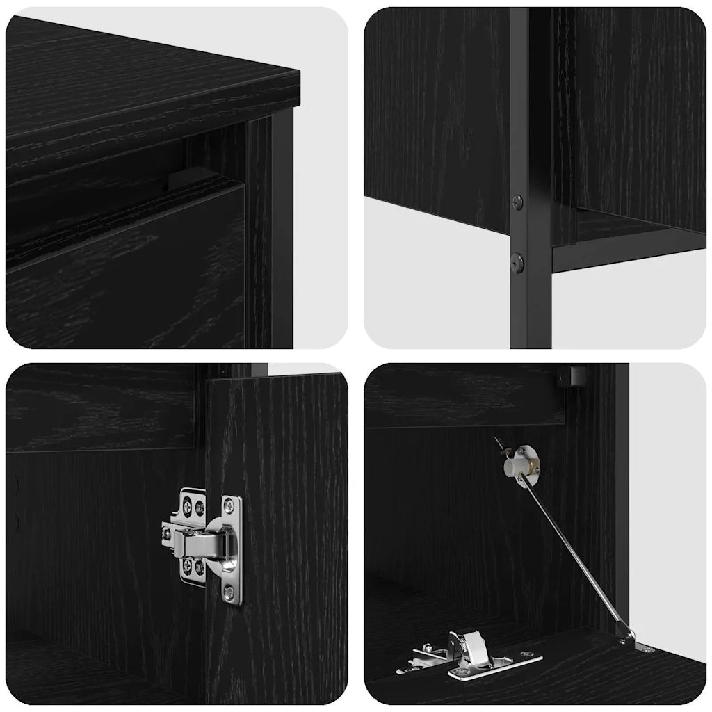 Set di mobili per il Bagno | Armadio da bagno 3 pz Rovere Nero Legno multistrato