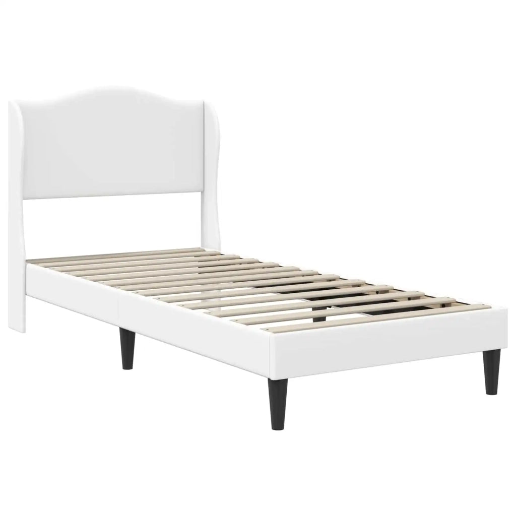 Letto singolo | Letto per adulti | Struttura del letto con testiera Bianco 100 x 200 cm Similpelle